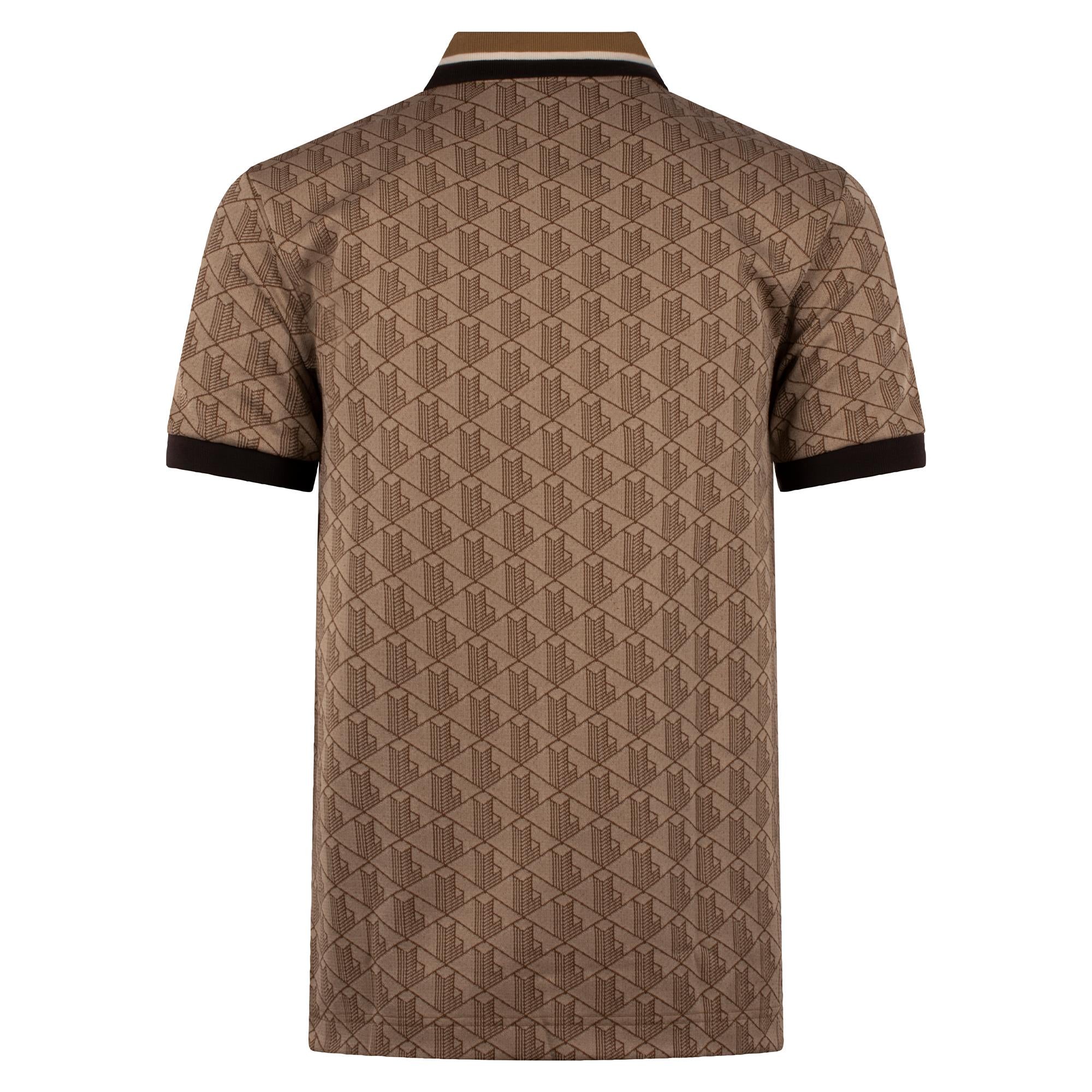 Mens Lacoste Monogram Motif Polo Shirt Croissant